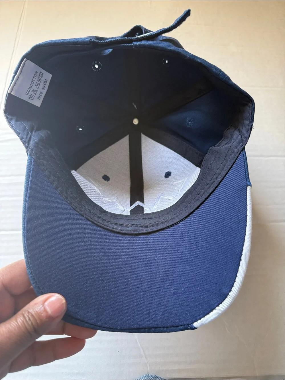Navy and White Greece Embroidered Cap